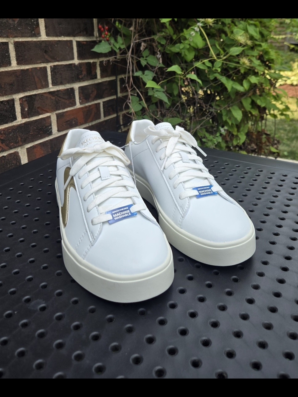 NWT Skechers Eden LX Beaming Glory White Gold Court Sneakers - Women's 9 No Box - Picture 2 of 6